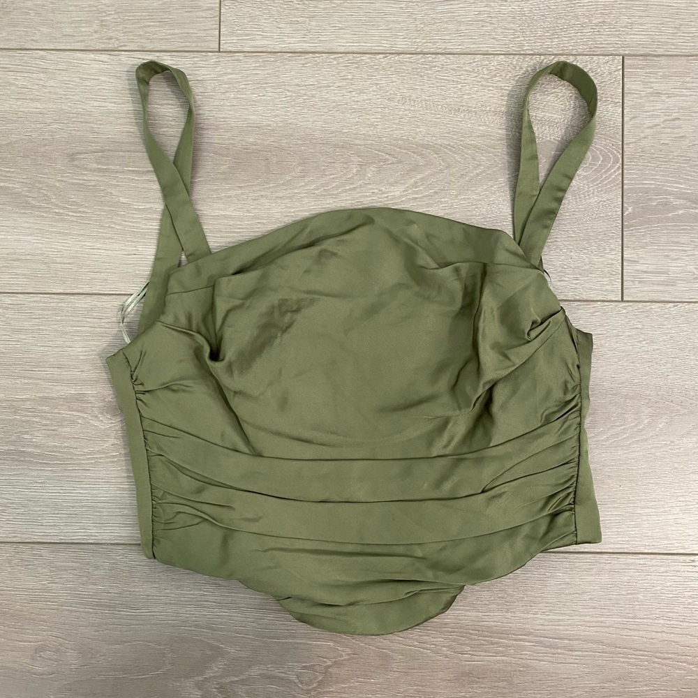 Zara green corset top NWT